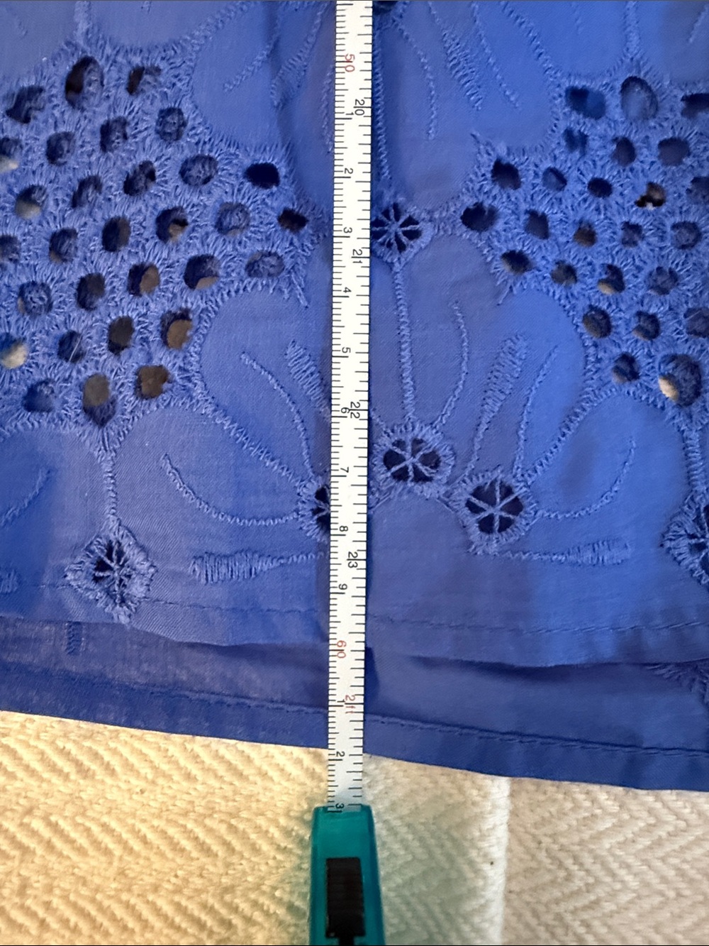 Periwinkle Blue Eyelet Floral Button-Front Women's Top - Picture 6 of 7